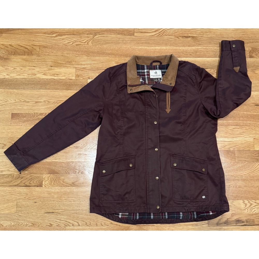 Legendary Whitetails Field Chore Coat Womens XL Purple Plaid Lined Corduroy Trim